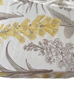 Mustard Gray Botanical Floral Tablecloth 60x84
